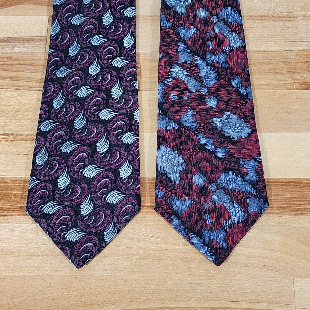 Zianetti + Damon Silk Ties Lot of 2 Textured 56.5- 58" Long - Between 3.5-4" Wid